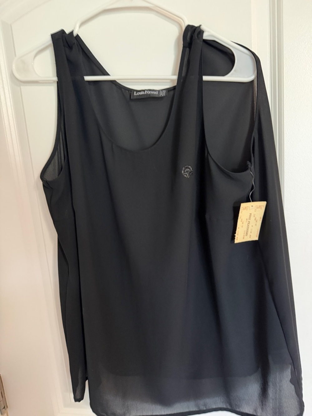 Louis Feraud Black Sheer Tie-Shoulder Camisole
